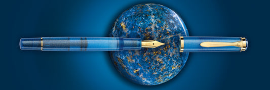 Pelikan M200 Set Golden Lapis Pen of the Year Fountain Pen w/ Edelstein Golden Lapis Ink Bottle