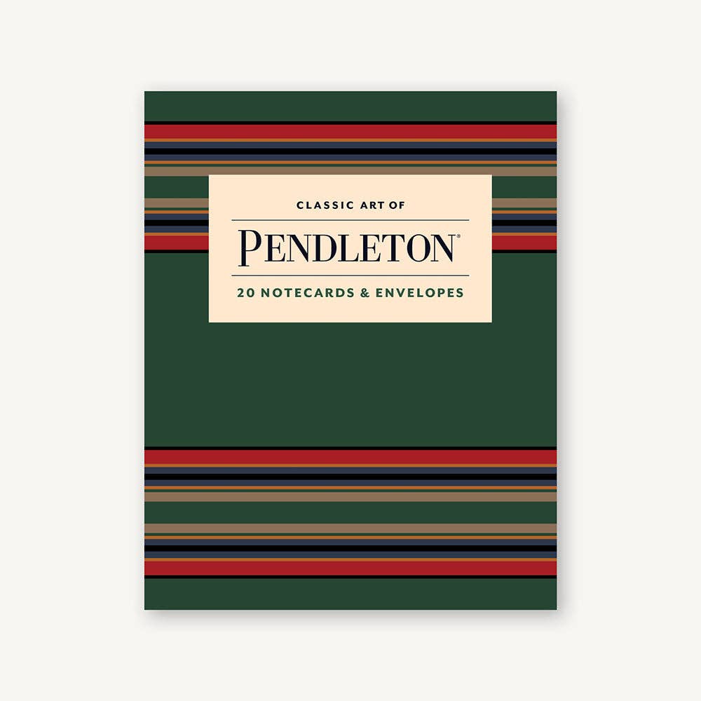 Pendleton notecard set with green cover and striped design on a white background