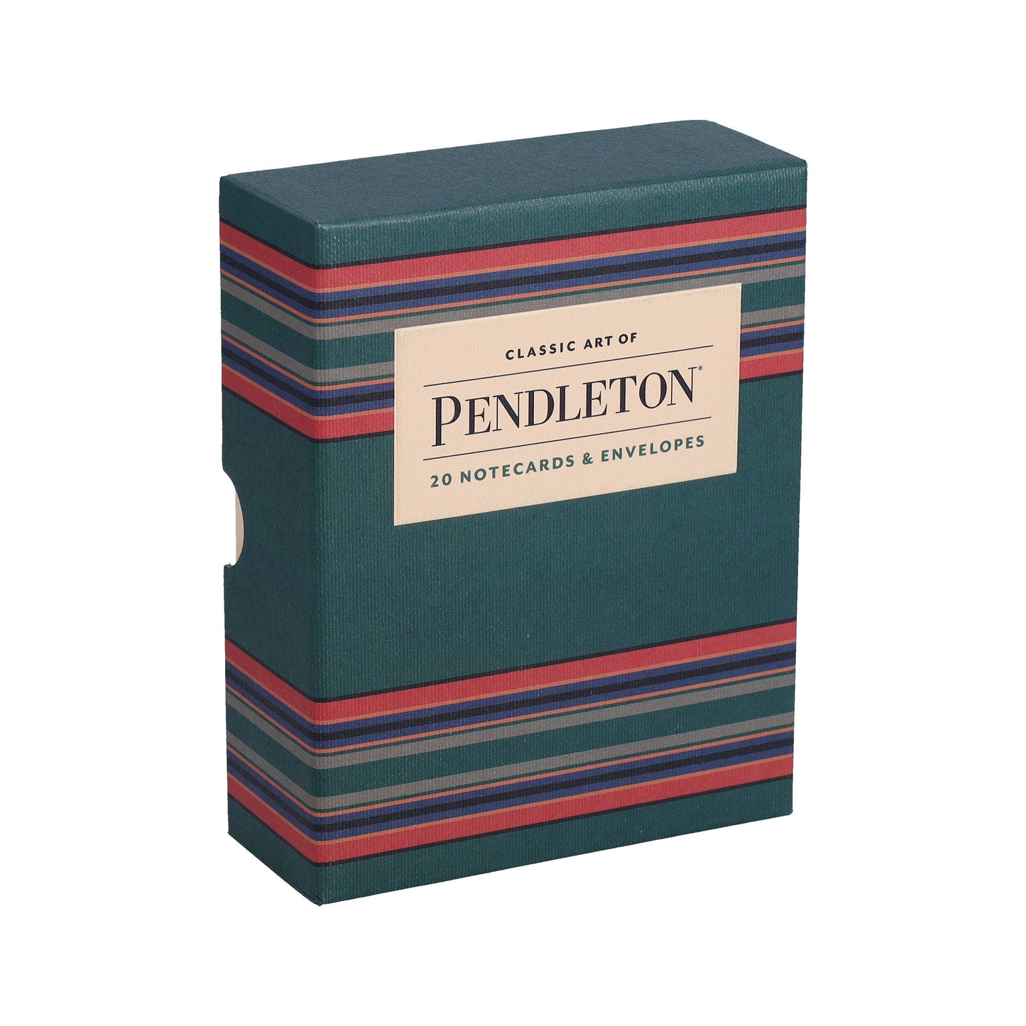 Pendleton notecard set packaging with striped design on a white background