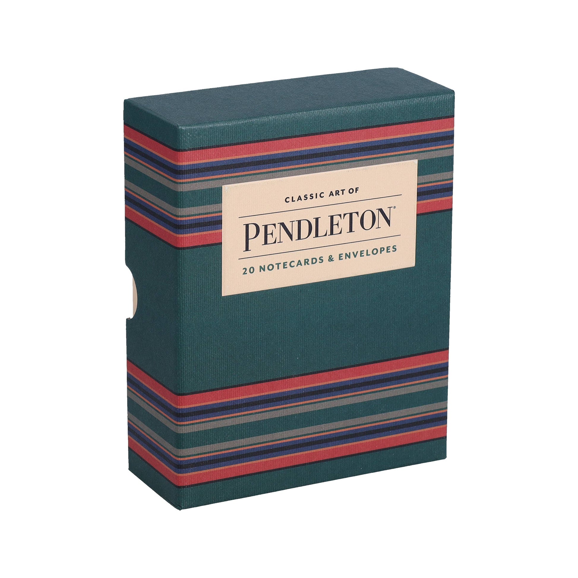 Pendleton notecard set packaging with striped design on a white background