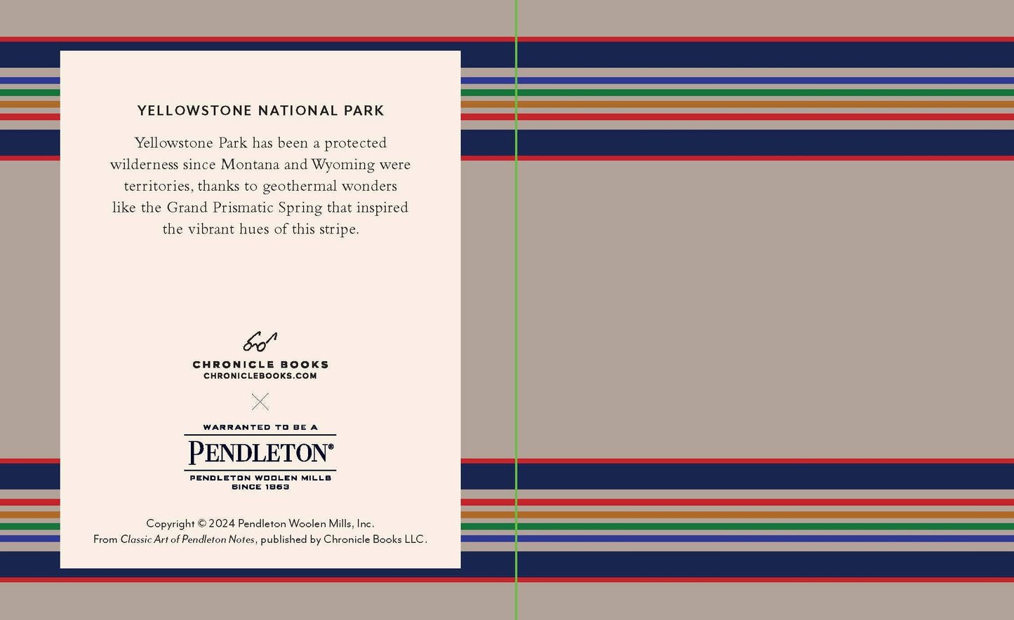 Pendleton Yellowstone National Park design with text and branding on a striped background