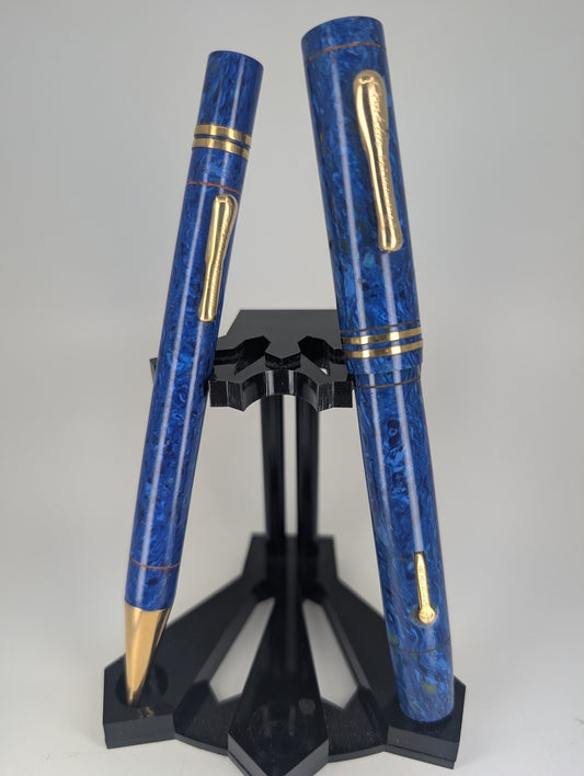 *Consignment* Conklin Endura "Blue Lapis" Pencil / Fountain Pen 14k Medium Nib Pen Set