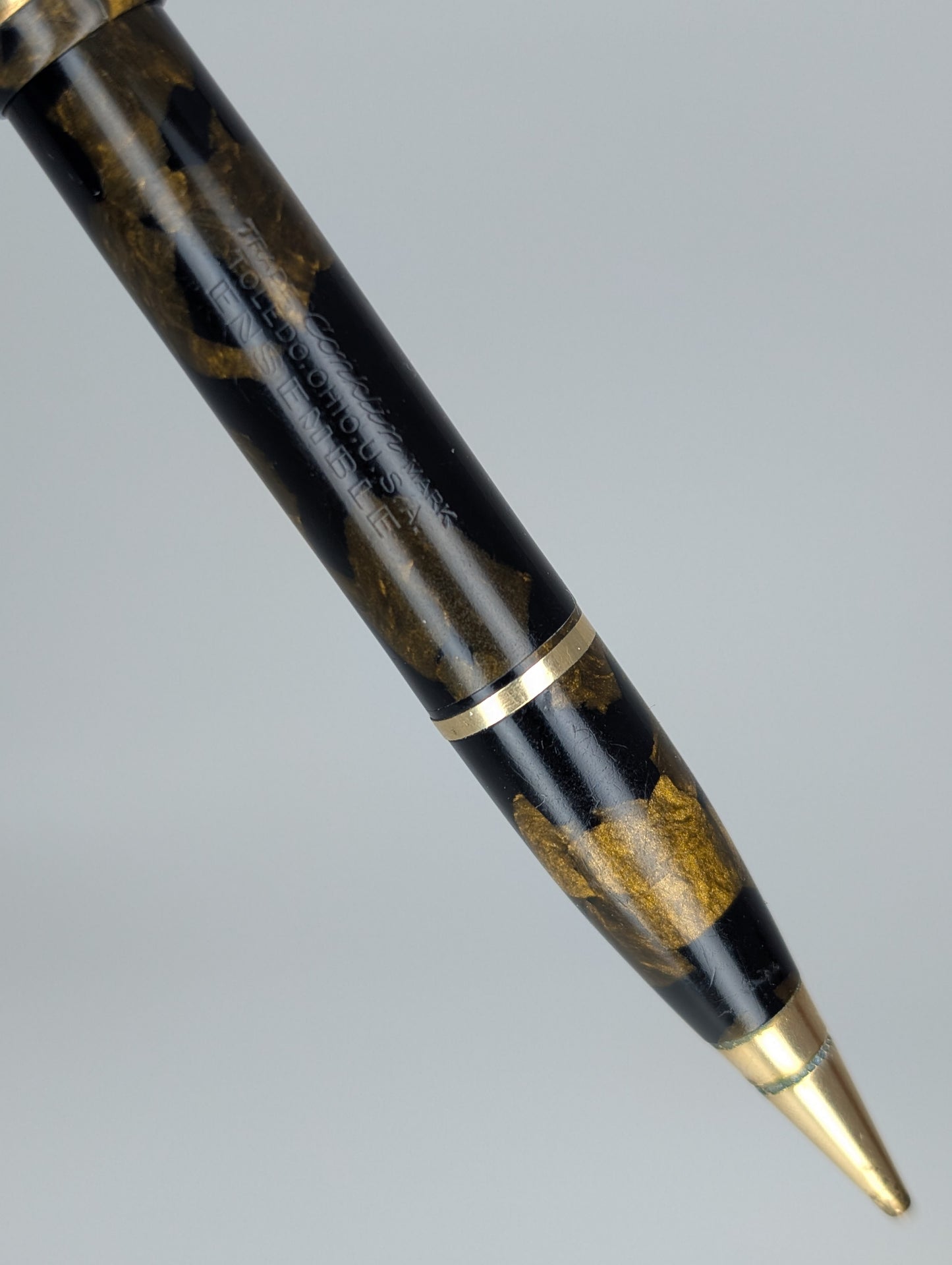 *Consignment* Conklin Ensemble Green Marble 2 in 1 Fountain Pen / Pencil Steel Fine Nib