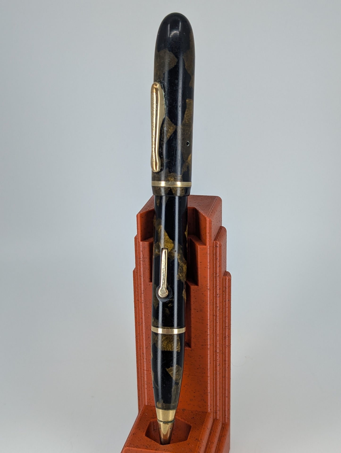 *Consignment* Conklin Ensemble Green Marble 2 in 1 Fountain Pen / Pencil Steel Fine Nib