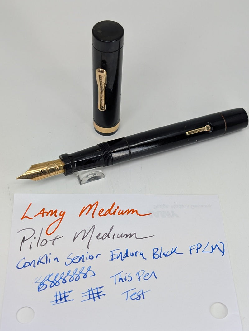 *Consignment* Conklin Senior Endura Black Fountain Pen Steel Fine Nib