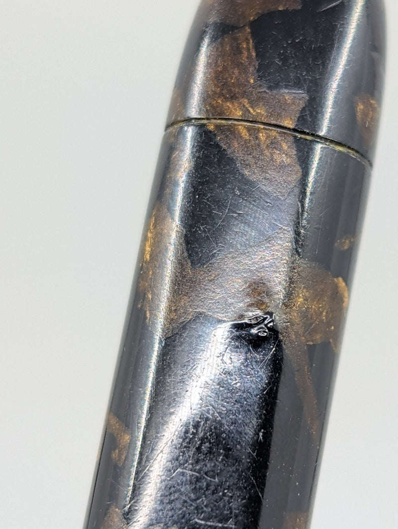 *Consignment* Conklin Endura Black / Bronze Marble Standard Size Fountain Pen Steel Fine Nib