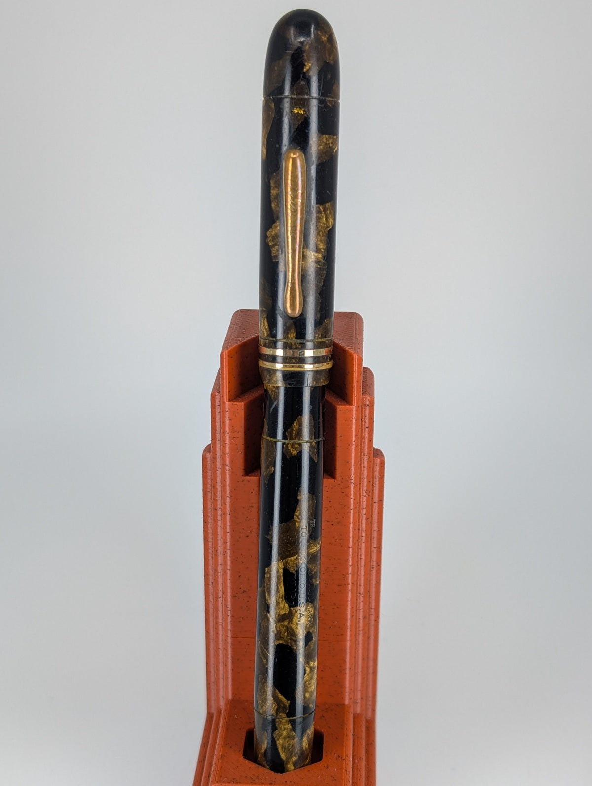 *Consignment* Conklin Endura Black / Bronze Marble Standard Size Fountain Pen Steel Fine Nib