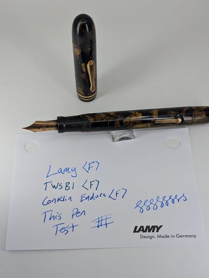 *Consignment* Conklin Endura Black / Bronze Marble Standard Size Fountain Pen Steel Fine Nib