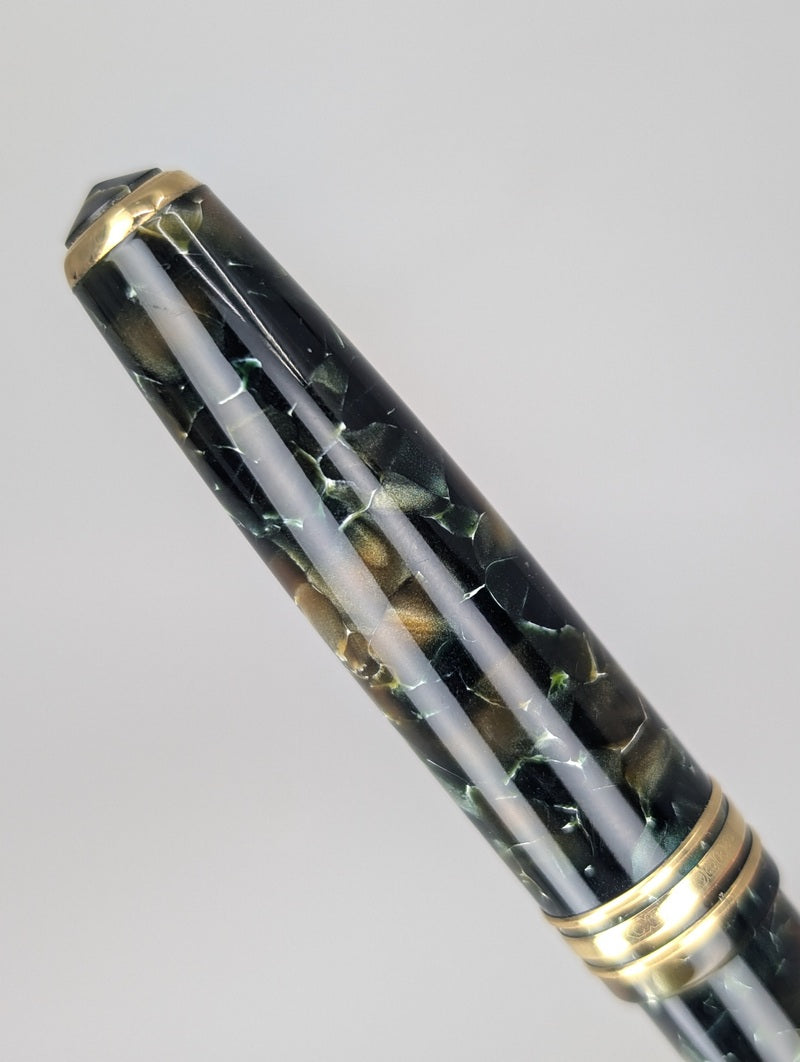 *Consignment* Conway Stewart 58 Green Marble Fountain Pen 18kt Gold Double Broad Nib