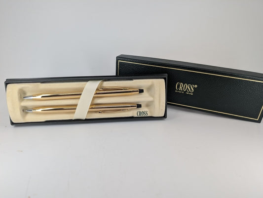 *Consignment* Cross Gold Plated Ballpoint / Pencil Box Set