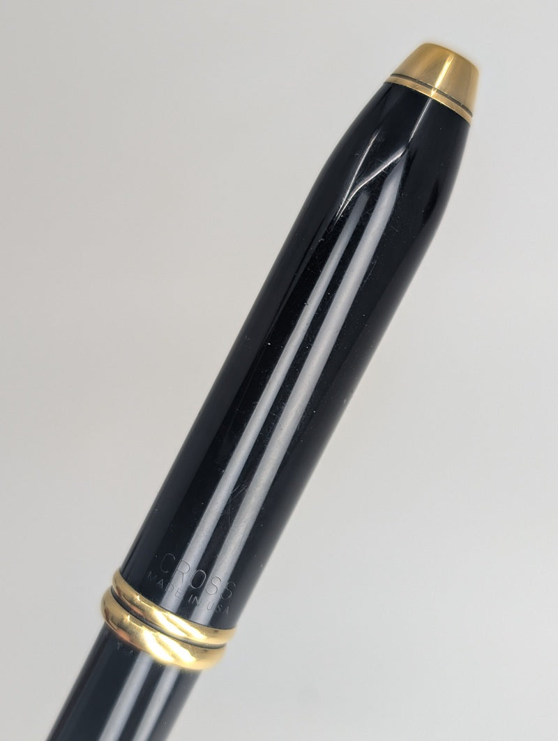 *Consignment* Cross Townsend Black Lacquer Fountain Pen 18k Gold Broad Nib