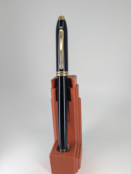 *Consignment* Cross Townsend Black Lacquer Fountain Pen 18k Gold Broad Nib