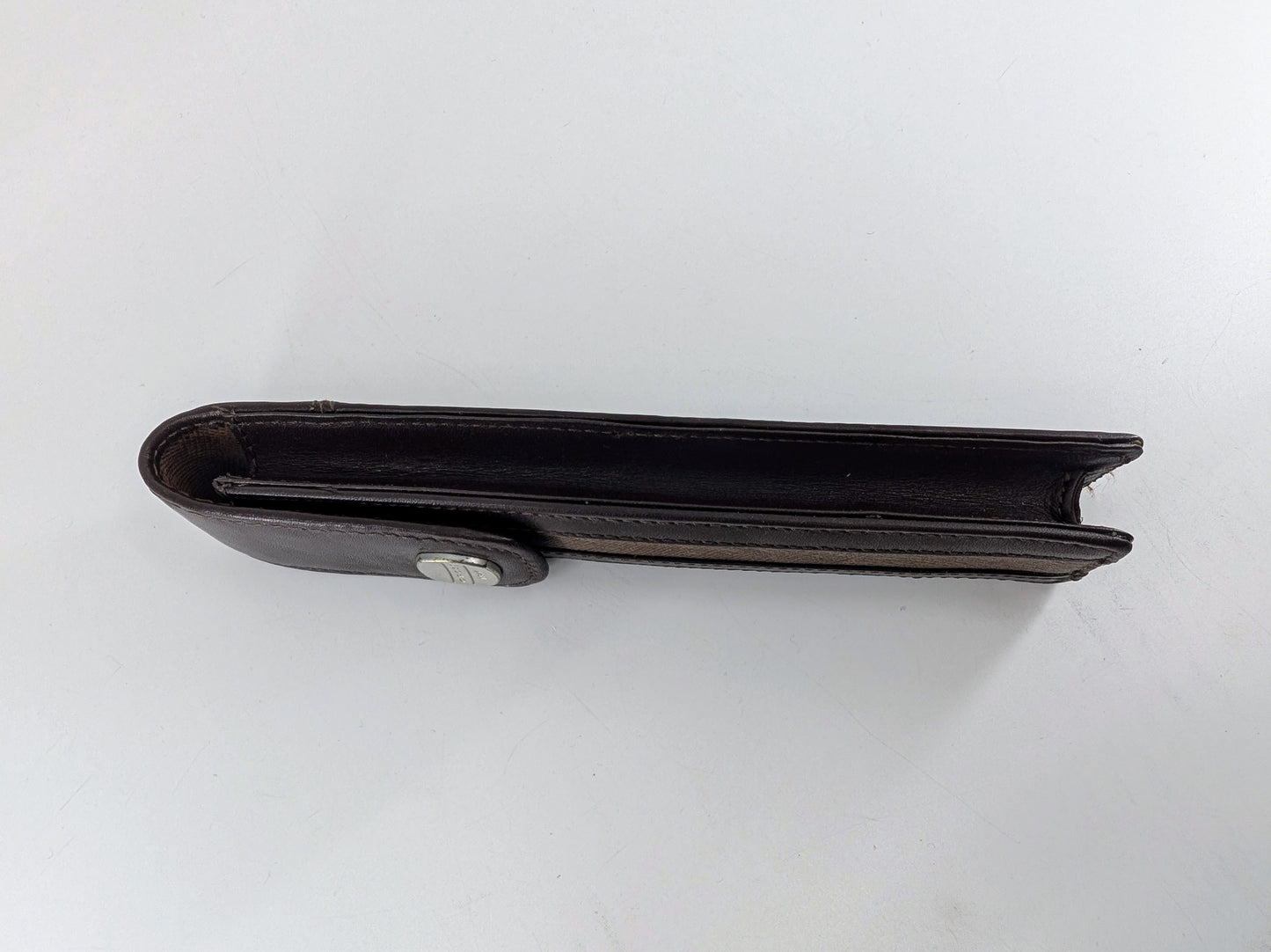 Cross Brown leather pen case side view on a white background