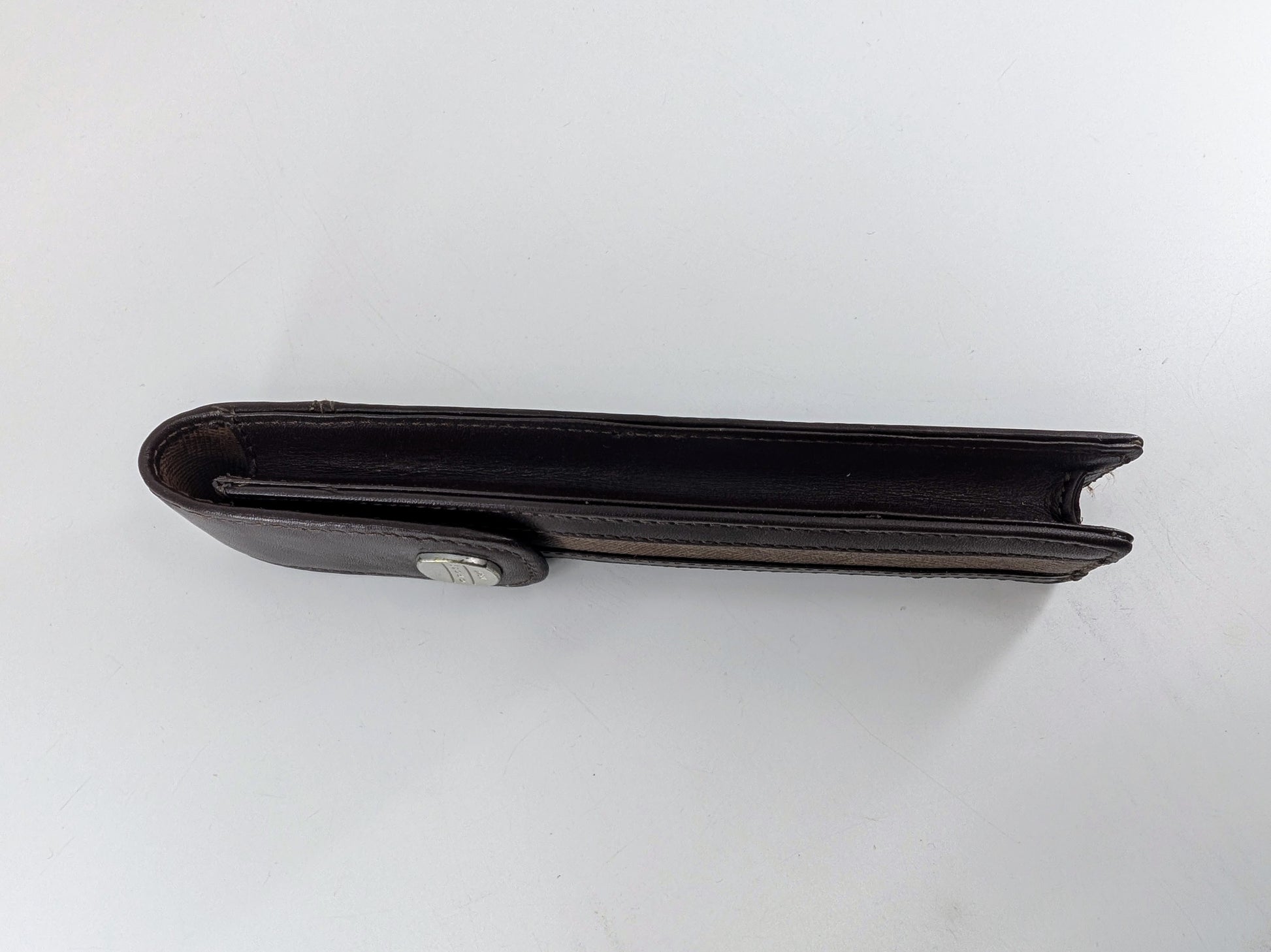 Cross Brown leather pen case side view on a white background