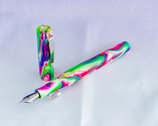 Rhys' Pieces Custom Fountain Pen - "Neon" DiamondCast