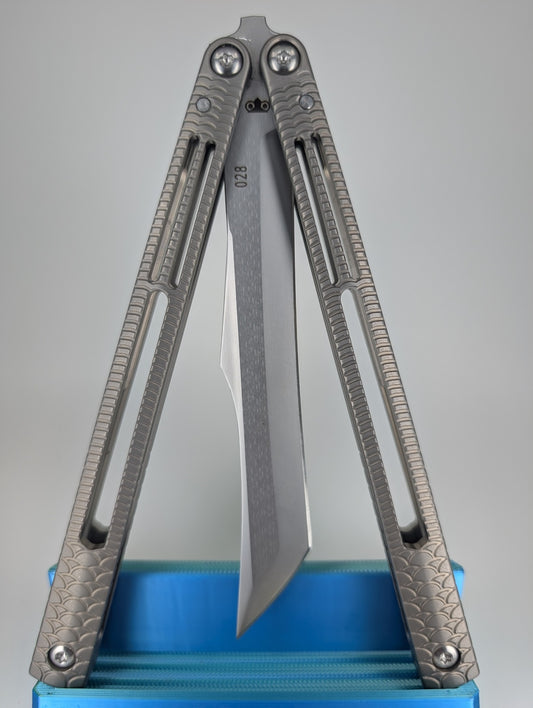 *Consignment* DODO Industries IVO Titanium Zirblast Channeled Live Blade Balisong