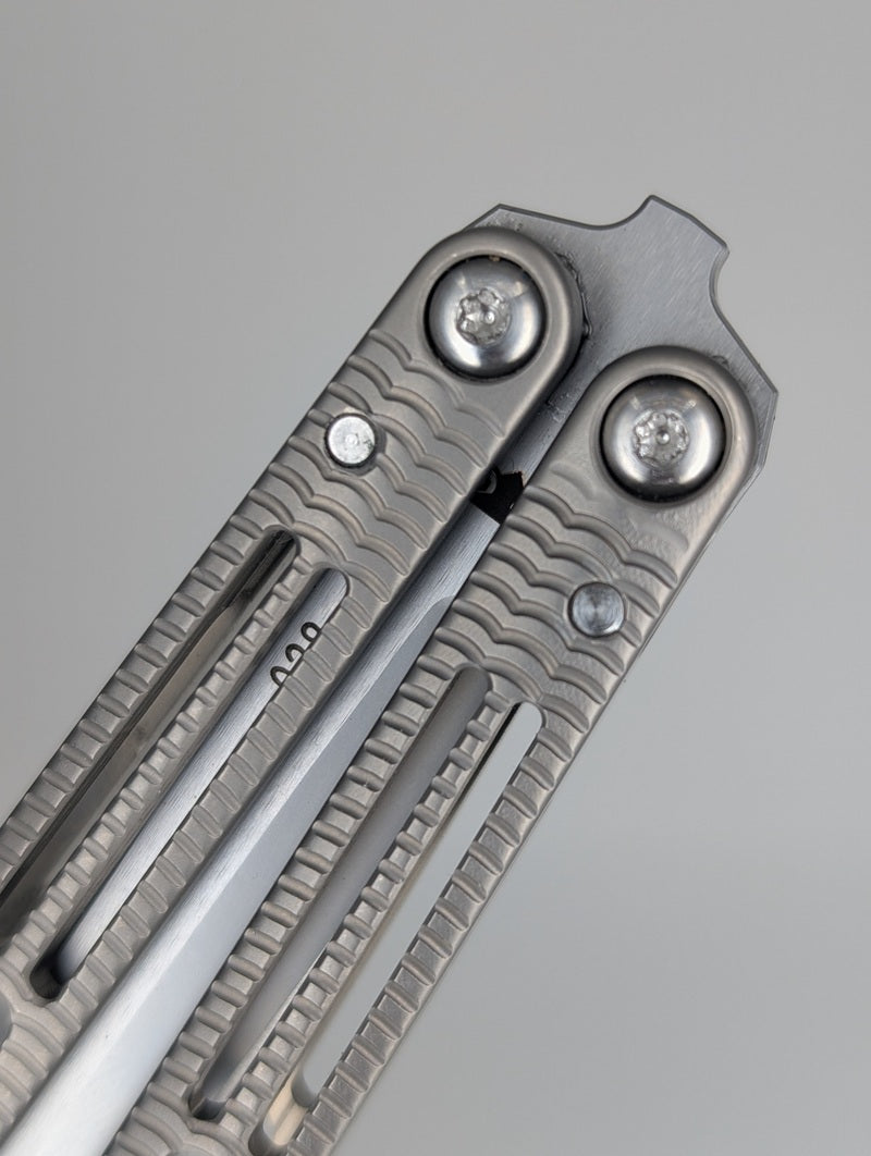 *Consignment* DODO Industries IVO Titanium Zirblast Channeled Live Blade Balisong
