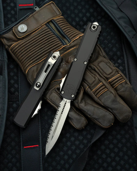 Microtech Ultratech Gen III ZBT D/E Stonewash Full Serrated Out the Front Knife