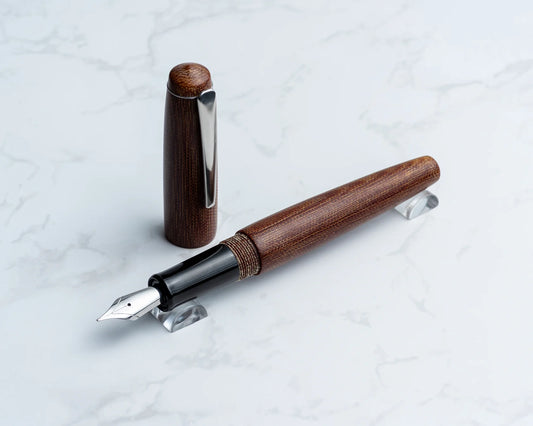 Rhys' Pieces Custom Fountain Pen - Brown Canvas Micarta