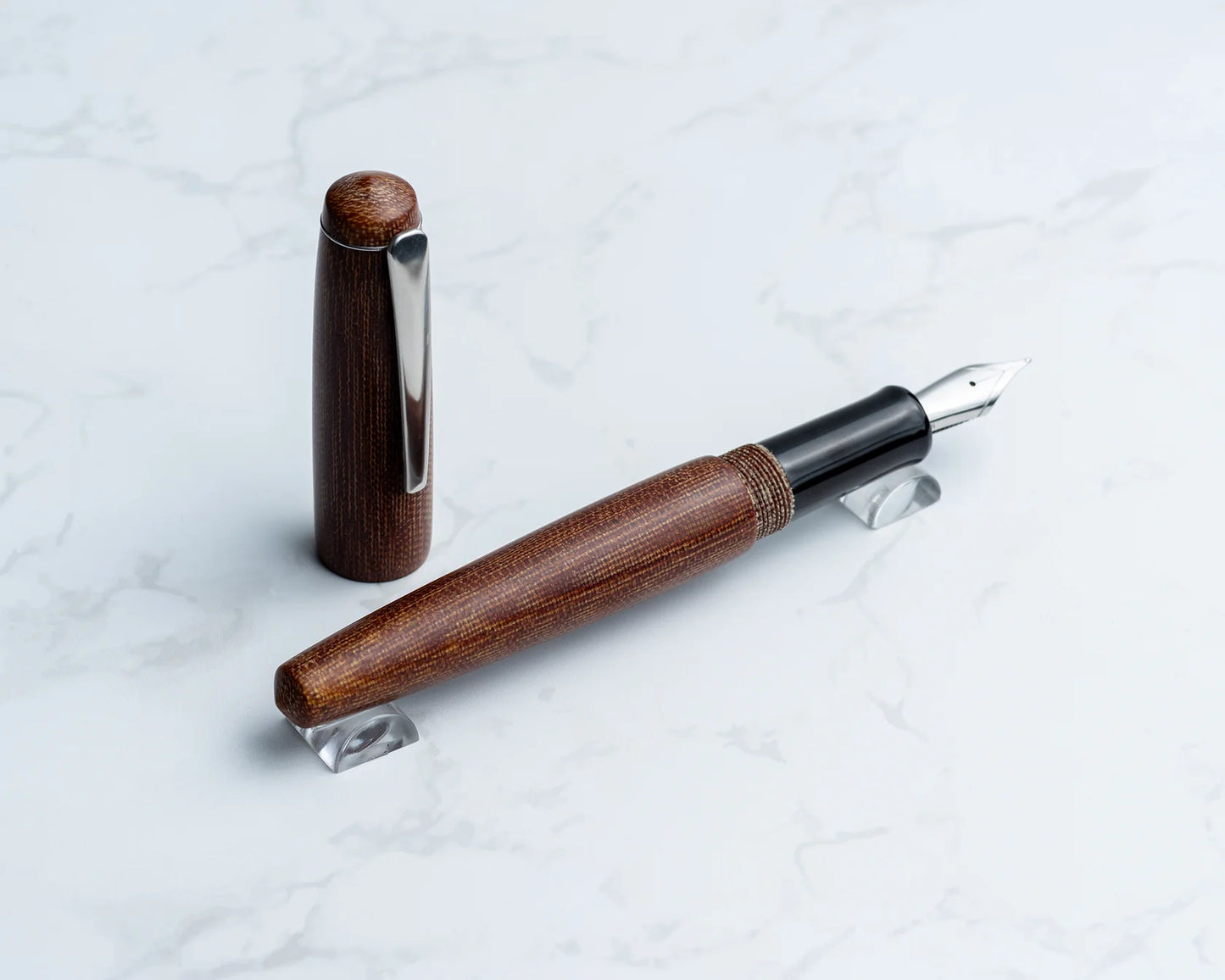 Rhys' Pieces Custom Fountain Pen - Brown Canvas Micarta