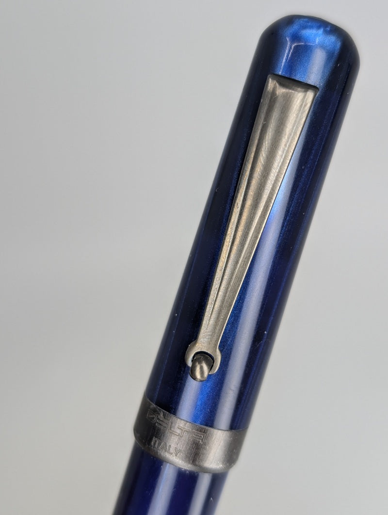 *Consignment* Delta Serena Blue Fountain Pen Titanium Broad Nib