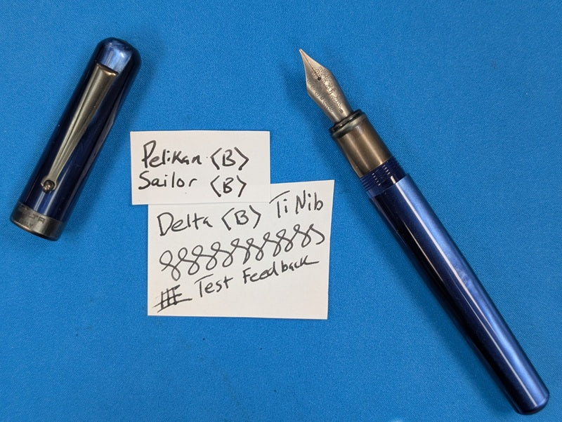 *Consignment* Delta Serena Blue Fountain Pen Titanium Broad Nib