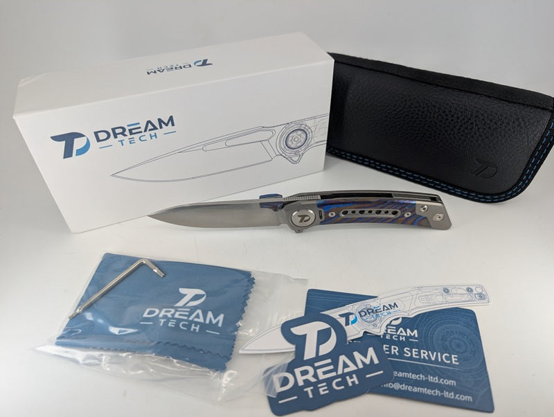 *Consignment* DreamTech Frame Lock Pocket Knife Titanium w/ Timascus Inlay Folding Knife