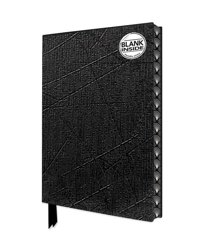 Black textured notebook with 'Blank Inside' label on a white background