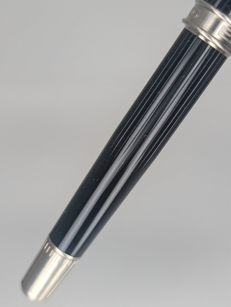 *Consignment* Edelberg Tachys Pinstripe with Superluminova Fountain Pen Titanium Medium Nib