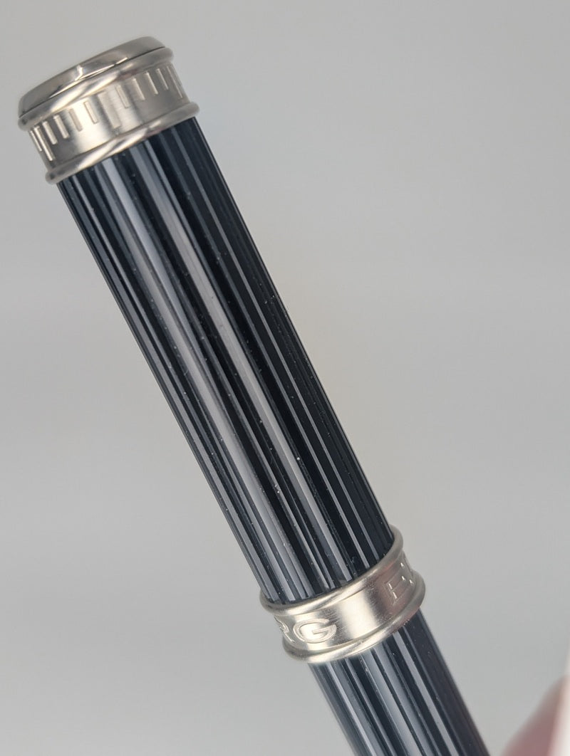 *Consignment* Edelberg Tachys Pinstripe with Superluminova Fountain Pen Titanium Medium Nib
