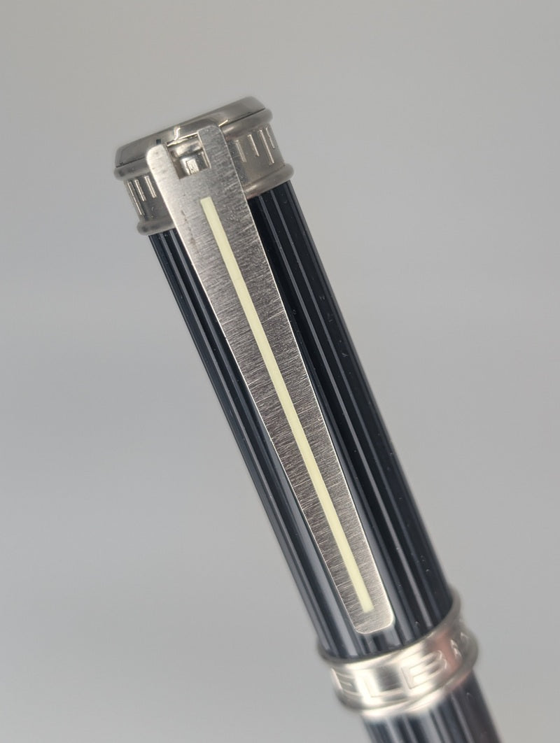 *Consignment* Edelberg Tachys Pinstripe with Superluminova Fountain Pen Titanium Medium Nib