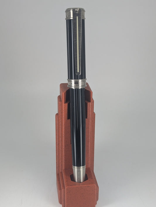 *Consignment* Edelberg Tachys Pinstripe with Superluminova Fountain Pen Titanium Medium Nib