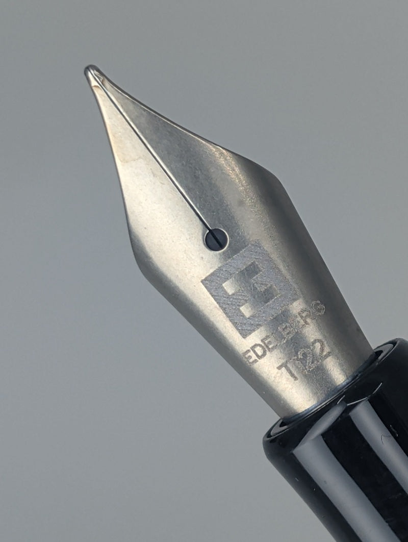 *Consignment* Edelberg Tachys Pinstripe with Superluminova Fountain Pen Titanium Medium Nib