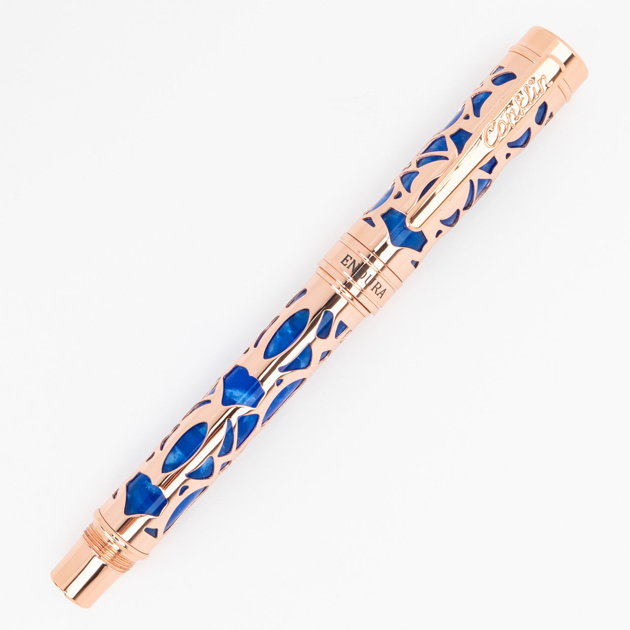 Conklin Endura Deco Crest Blue / Rose Gold Fountain Pen Medium Nib