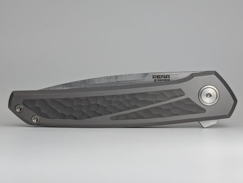 *Consignment* Enrique Peña X Series Cobra Titanium Jigged Dark Bead Blast Framelock Folding Knife