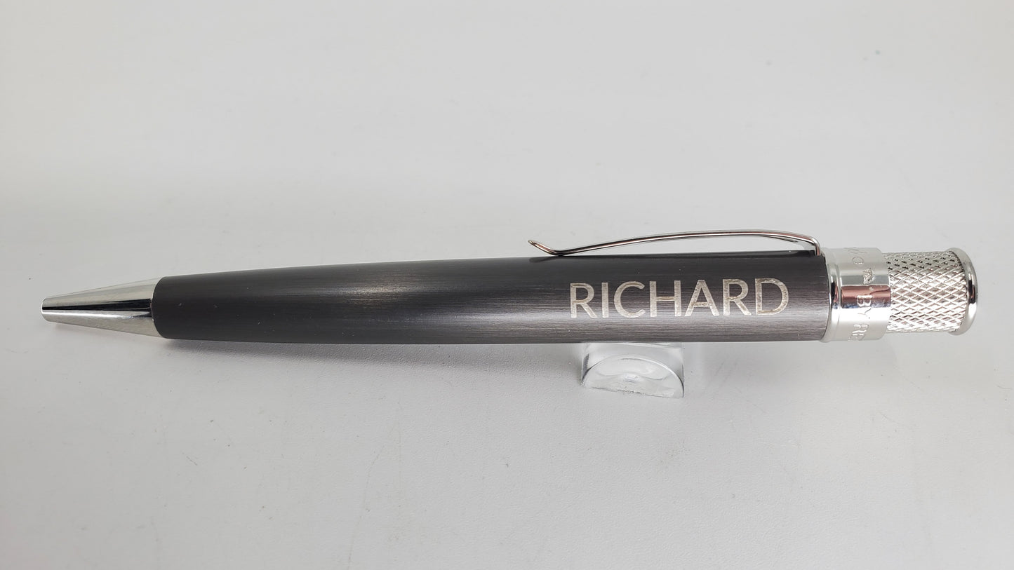 Retro 51 Tornado Platinum Executive Black Nickel Rollerball Pen