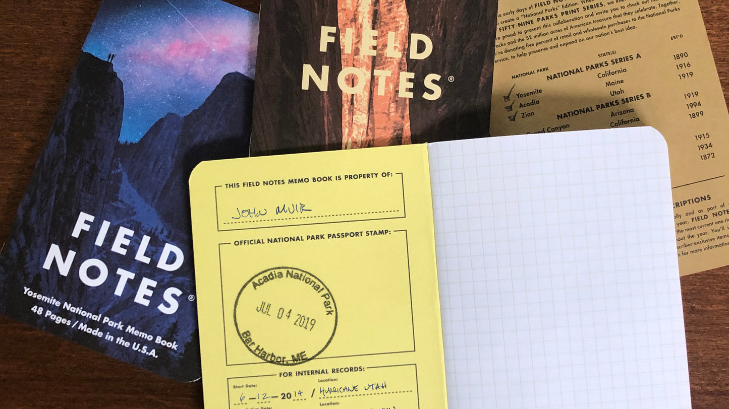 Field Notes National Park Memo Book 3pk Yosemite, Acadia, Zion - Series A