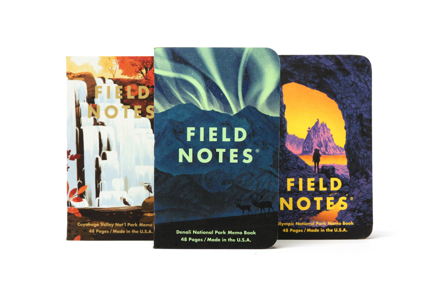 FIELD NOTES National Parks Notebook Series E, Denali National Park, Cuyahoga Valley National Park, Olympic National Park