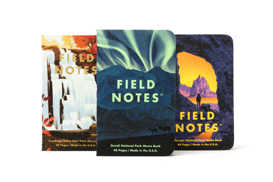 FIELD NOTES National Parks Notebook Series E, Denali National Park, Cuyahoga Valley National Park, Olympic National Park