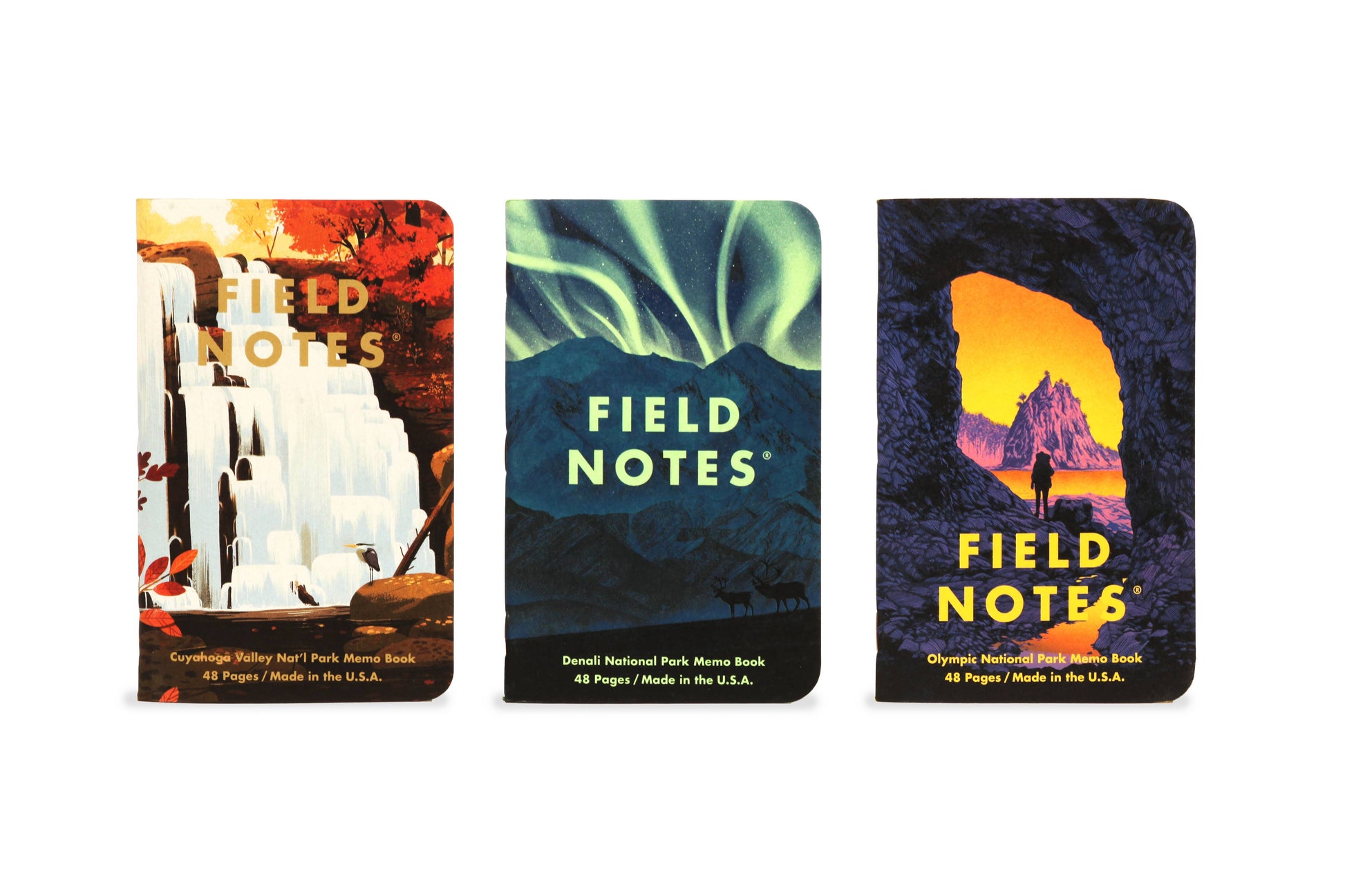 FIELD NOTES National Parks Notebook Series E, Denali National Park, Cuyahoga Valley National Park, Olympic National Park