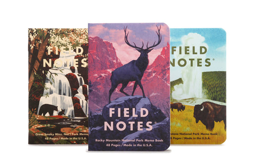Field Notes National Park Memo Book 3pk Rocky  Mountain, Great Smoky Mountains, Yellowstone - Series C