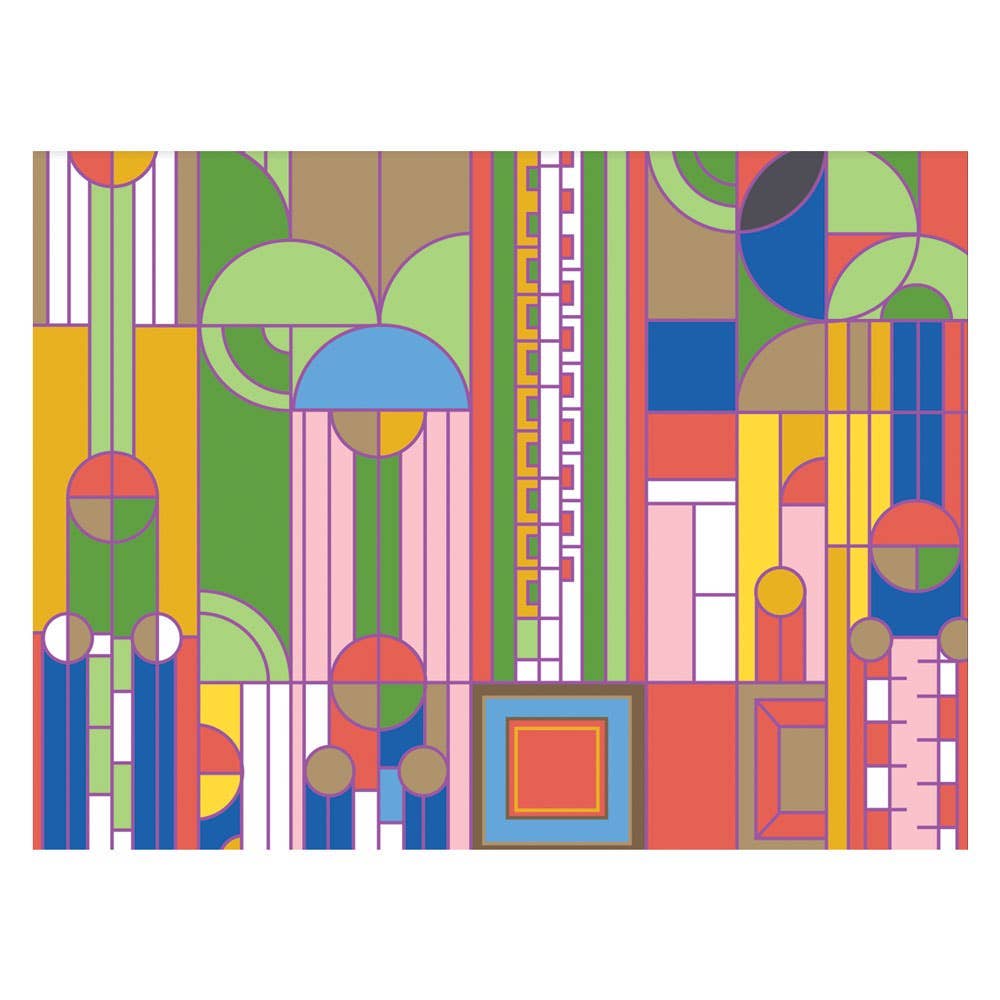 Colorful geometric pattern with abstract shapes on a white background