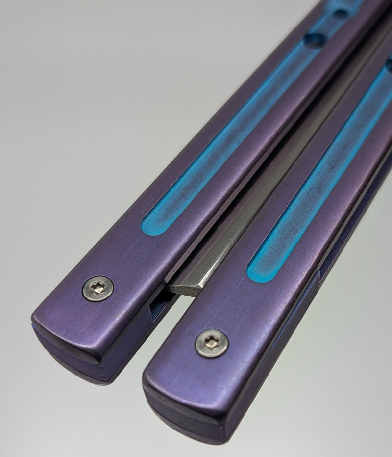 *Consignment* GP Custom Purple Anodized Titanium Live Blade Balisong