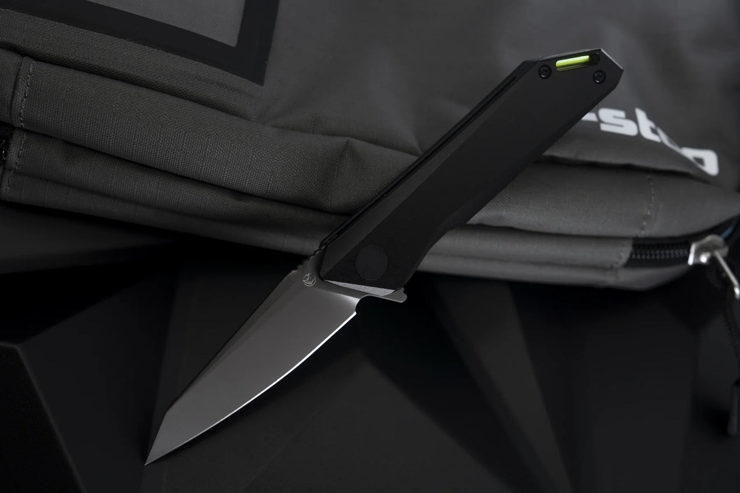 Glow Rhino "Meitner" Black Aluminum Tritium Magnacut Liner Lock Folding Knife