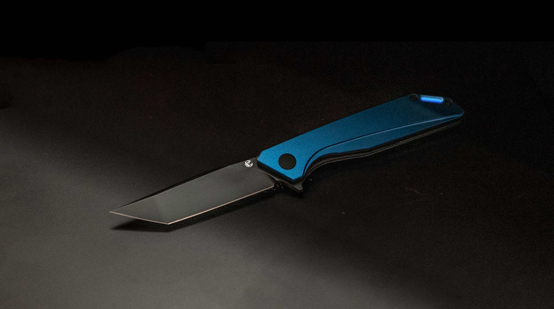 Glow Rhino Szilard Blue Aluminum Tritium Magnacut Liner Lock Folding Knife