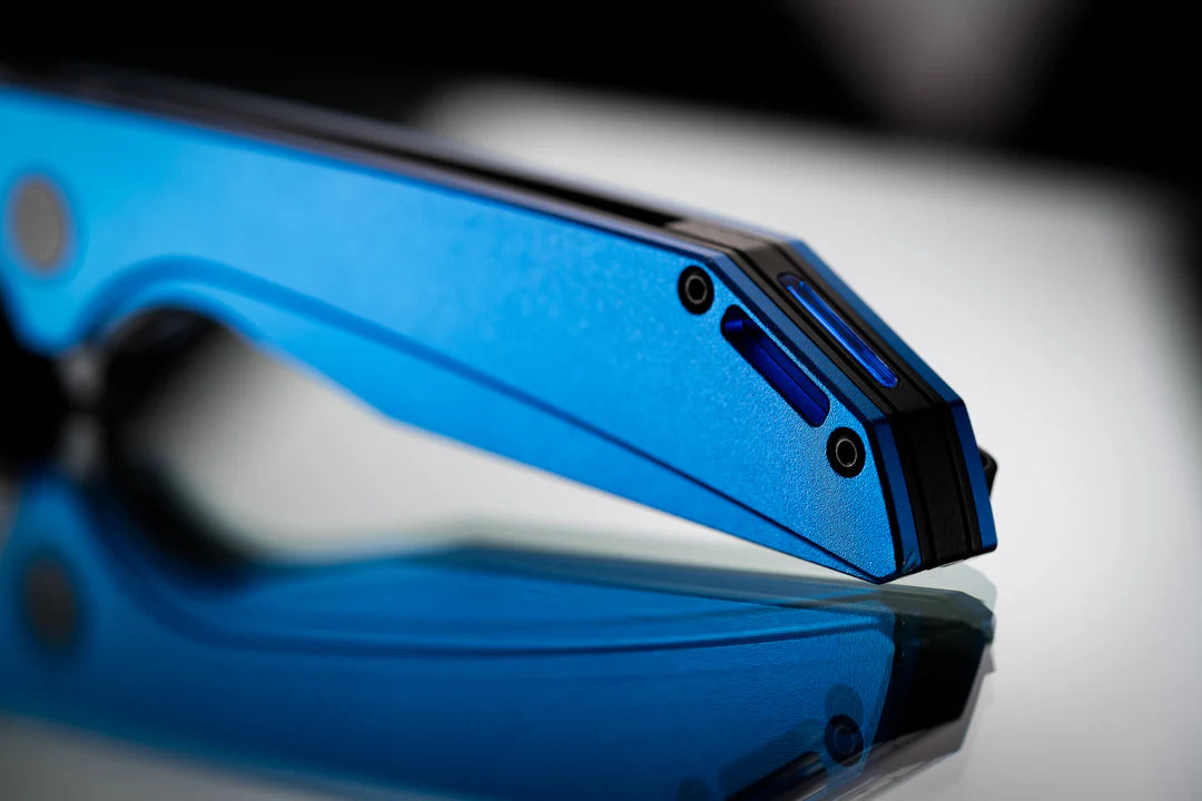 Glow Rhino Szilard Blue Aluminum Tritium Magnacut Liner Lock Folding Knife