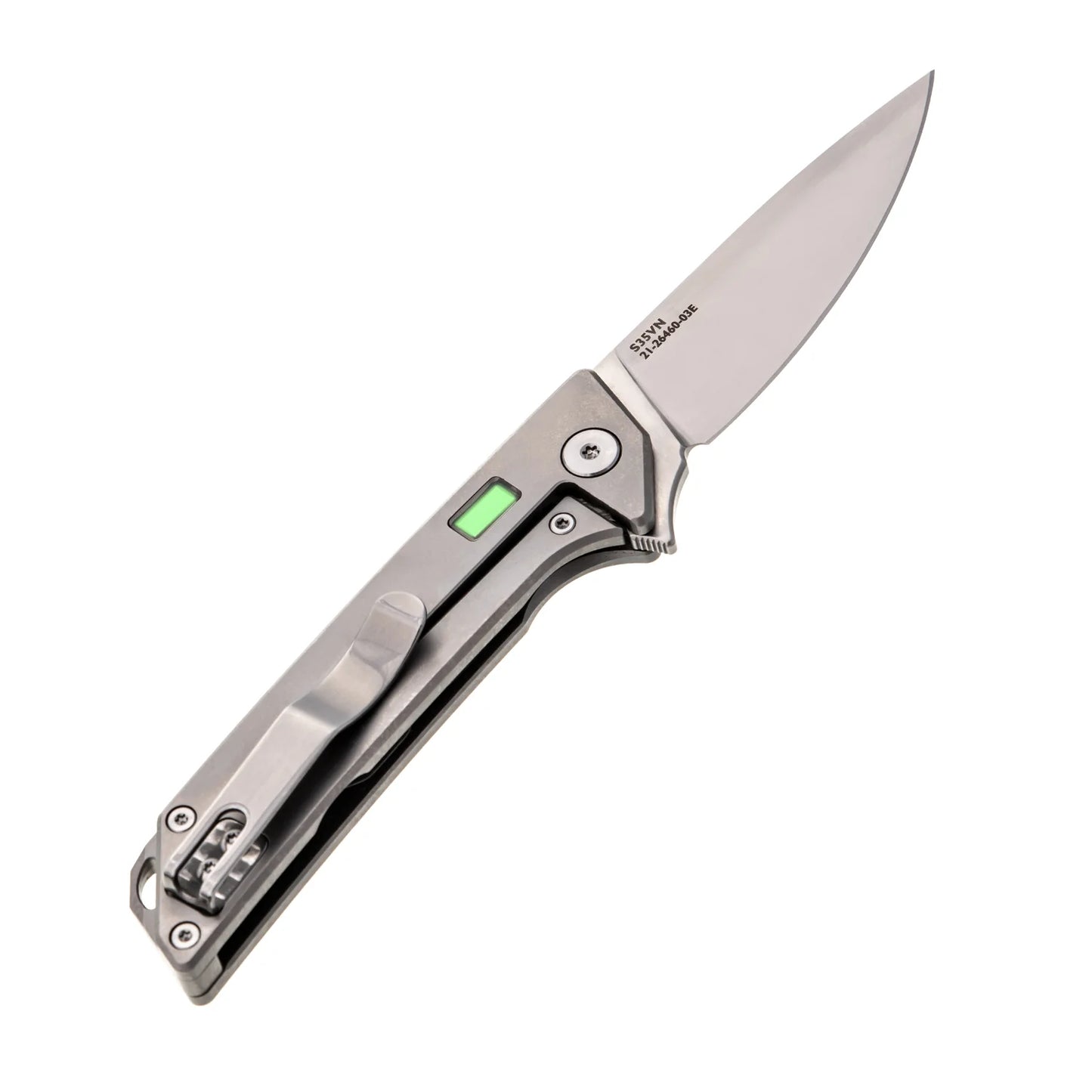 Glow Rhino "The Reactor" Titanium w/ Tritium S35VN Framelock Knife