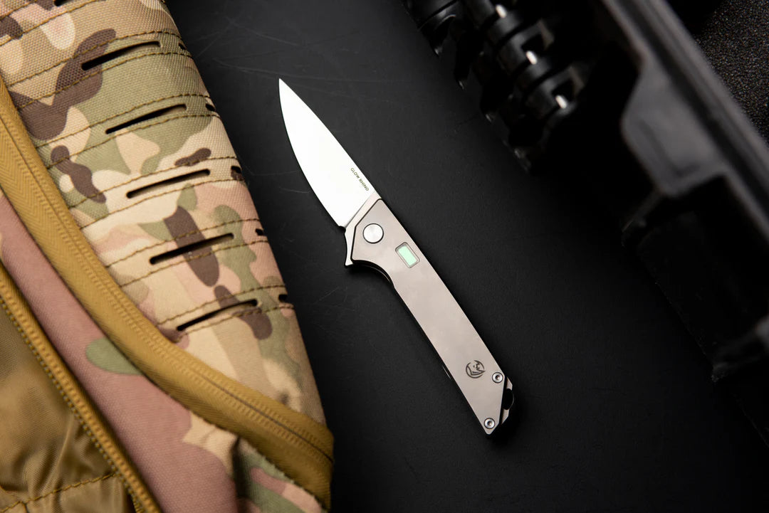 Glow Rhino "The Reactor" Titanium w/ Tritium S35VN Framelock Knife