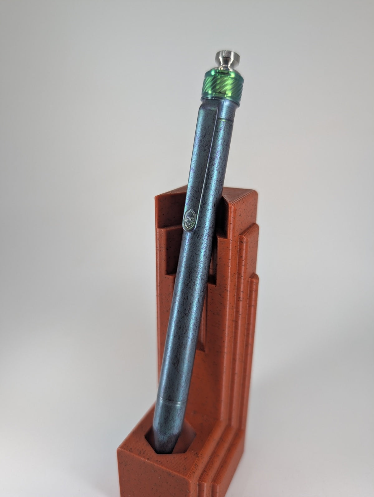 Grimsmo Saga Green w/ Purple Flakes and Green Slider Titanium Ballpoint Pen #8932