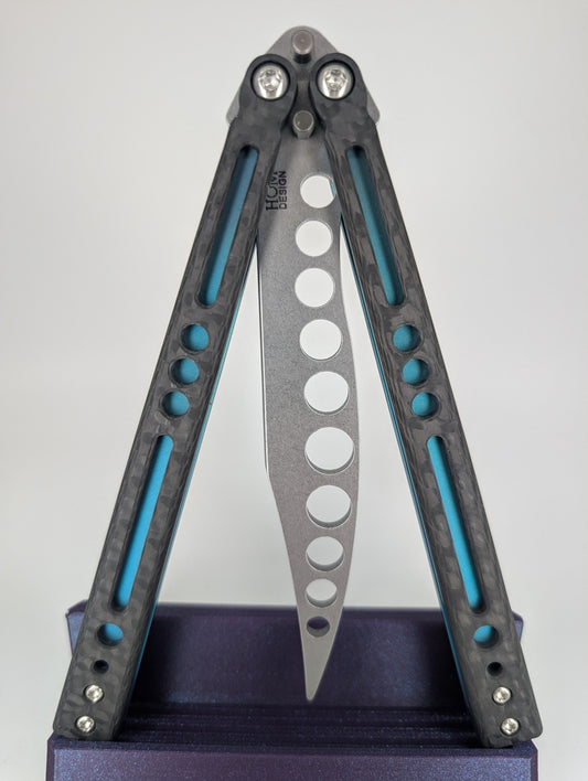 HOM Design Prodigy CF / Ti Teal Balisong Trainer Mod. C
